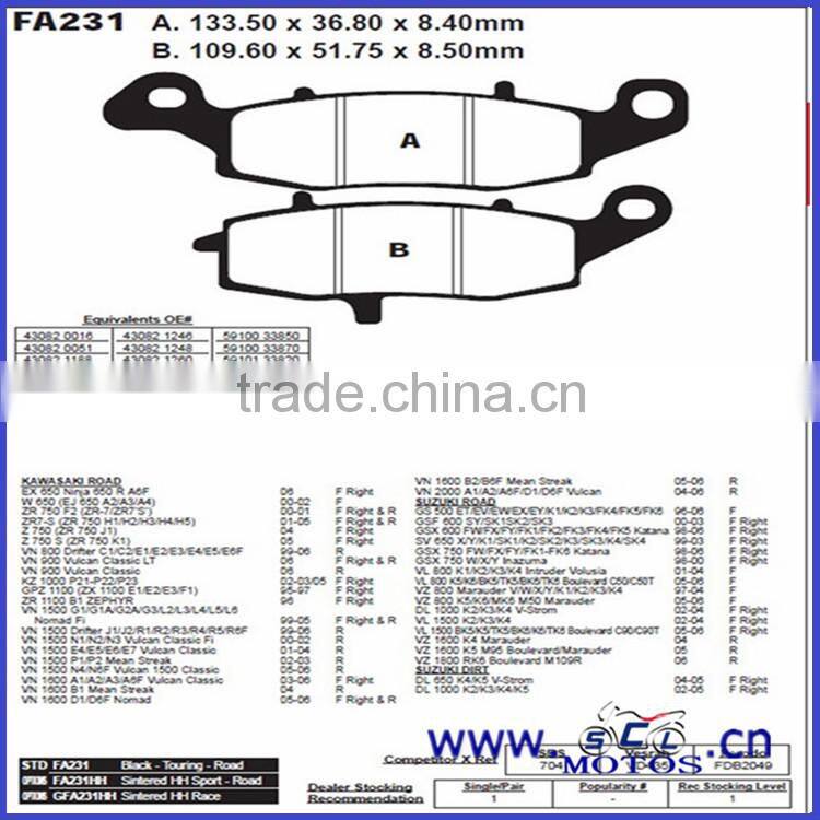 SCL-2012040390 motorcycle ceramic disk brake pad for SUZUKI