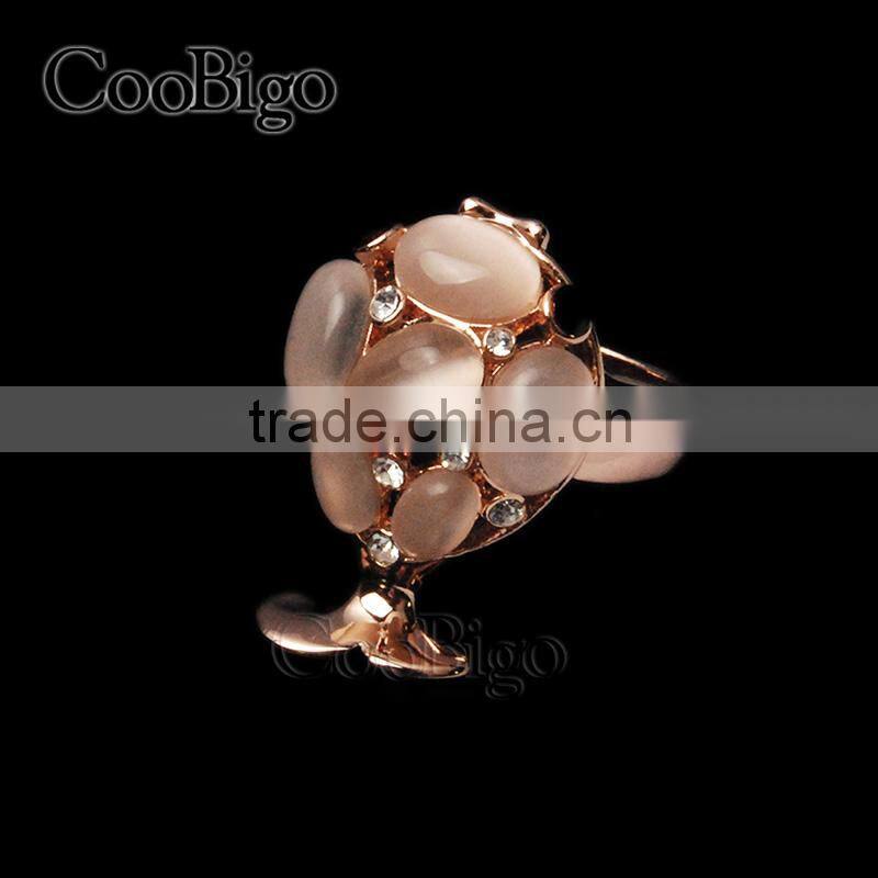 Fashion Jewelry Zinc Alloy Fish Shape Cat-eye Stone Ring Ladies Party Show Gift Dresses Apparel Promotion Accessories