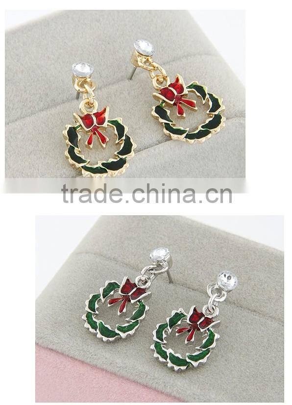 New 2013 promotion Christmas motif wreath earring wholesale earring