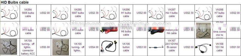 H1 H3 H7 H8 H9 H10 H11 H13 9004 9005 9006 9007 HID Xenon bulbs relay cable