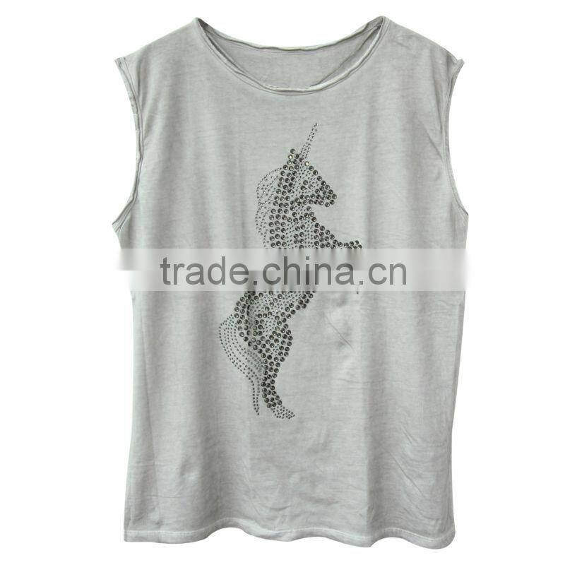 Wholesale crystal decorate ladys shirt in Guangzhou