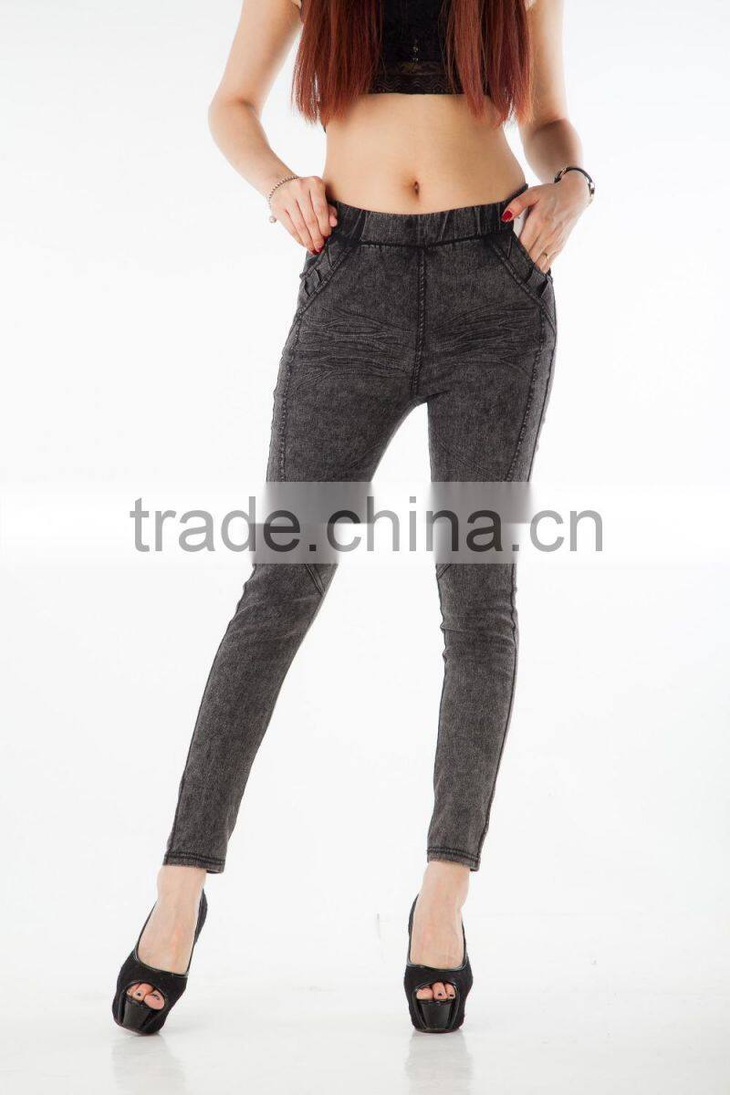 2015 New Fashion Black Jeans Woven Leggings