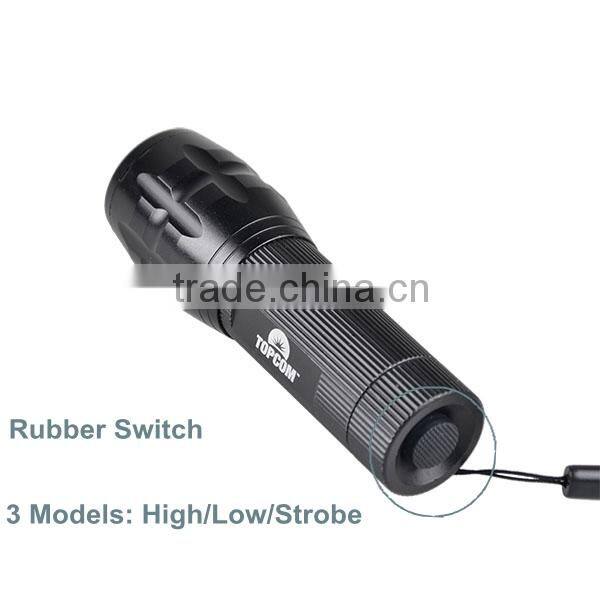 3W XPE Zoomable Ultra Bright Rechargeable Aluminium LED Torch Light Police Flashlight