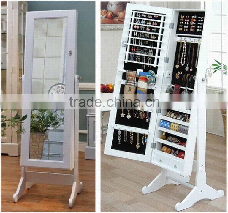 Wooden Mirrored Jewelry cabinet/stand mirrored jewelry cabinet