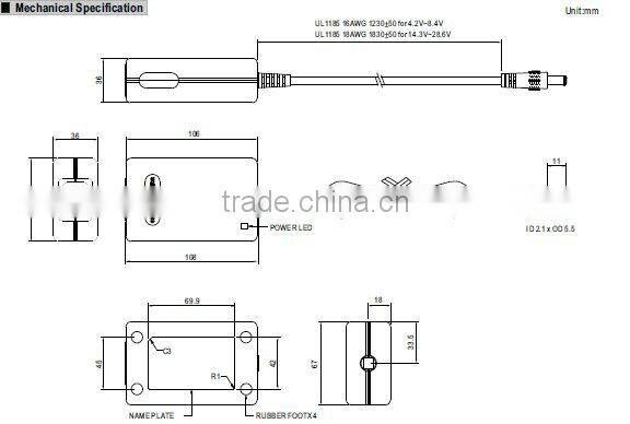Meanwell switch model power supply/16.8 ~ 30W Power Adaptor with Charging Function
