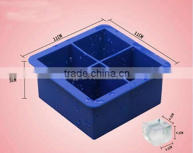 Kingdom Extra Large 4.5cm Home Ice Cube 4 Square Silicone Ice Cube Mold Icecube Tray Mould