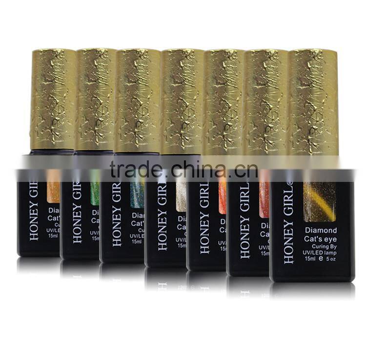 2016 hot sale nail art 15ml free samples soak off uv/led color uv gel polish chameleon cat eyes