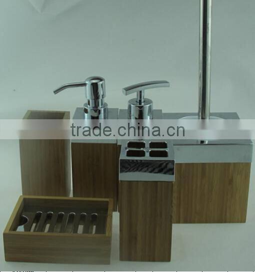bamboo and stainless bathroom set