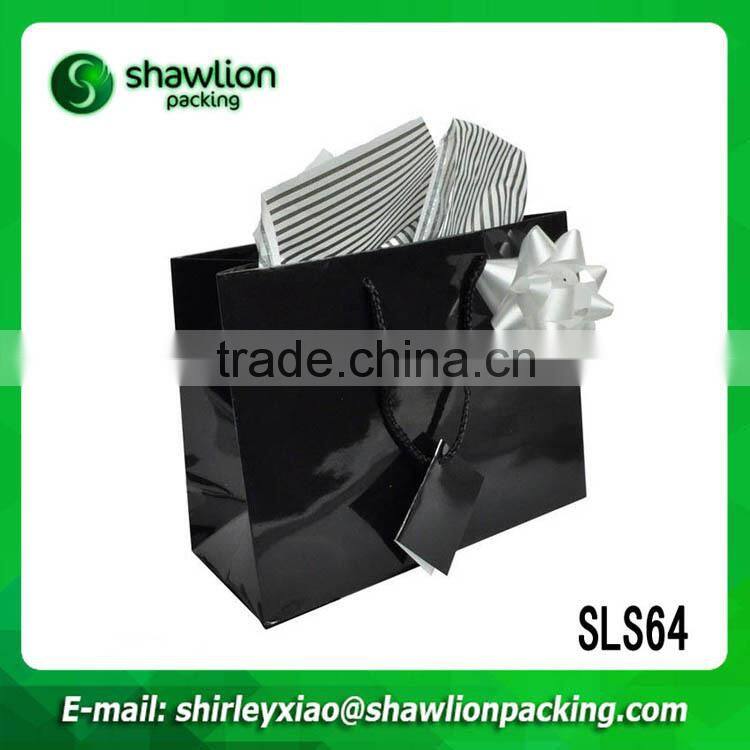 2015 China factory custom black paper bags for gifts