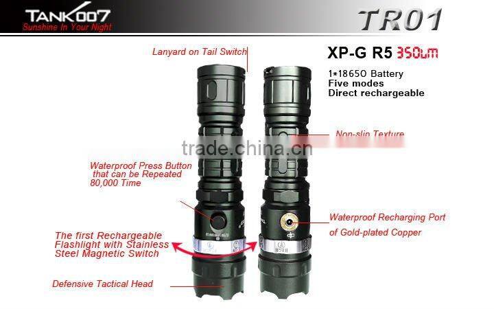 Big Power Rechargeable flashlight WithCree XP-G R5 Gun Lamp TANK007 TR01