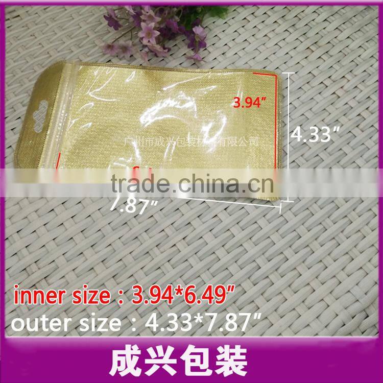 hanging packaging bag/nylon zipper pouch/golden silver color packing sleeve for mobile phone cover