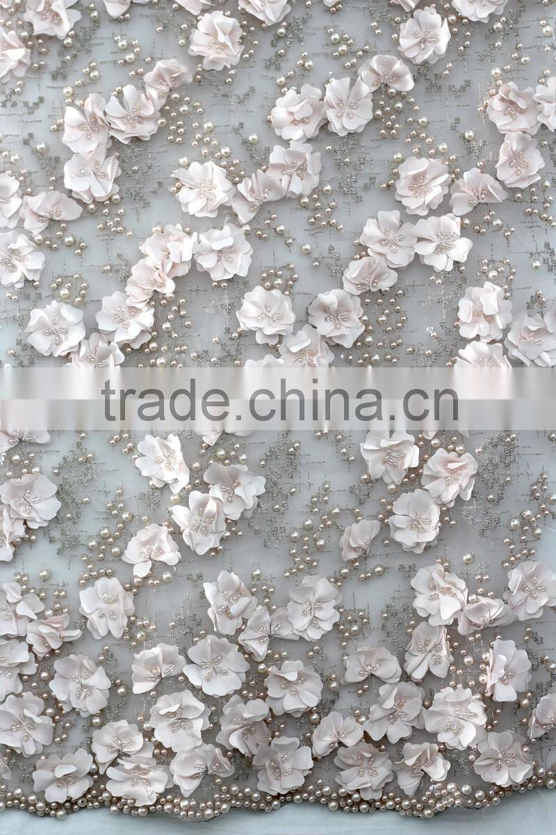 The most beautiful design crochet lace fabric material for making dresses/Fancy fabric for party and fashion show