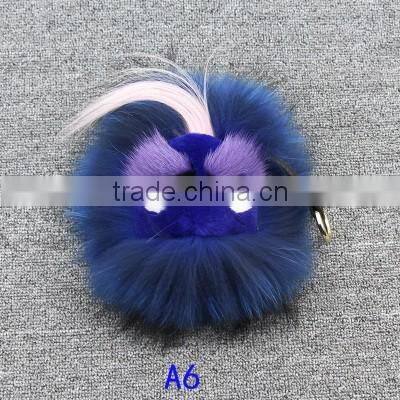 China Wholesale OEM Custom Leather Raccoon Fur Monster Fur Keychain
