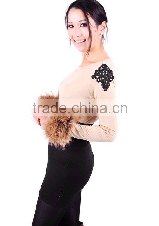 Fashion Girls Genuine Raccoon Fur Cuff for Wrist Arm Warmer
