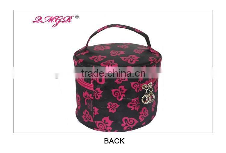 Wholesale lady Popular Satin Round Cosmetic Bag
