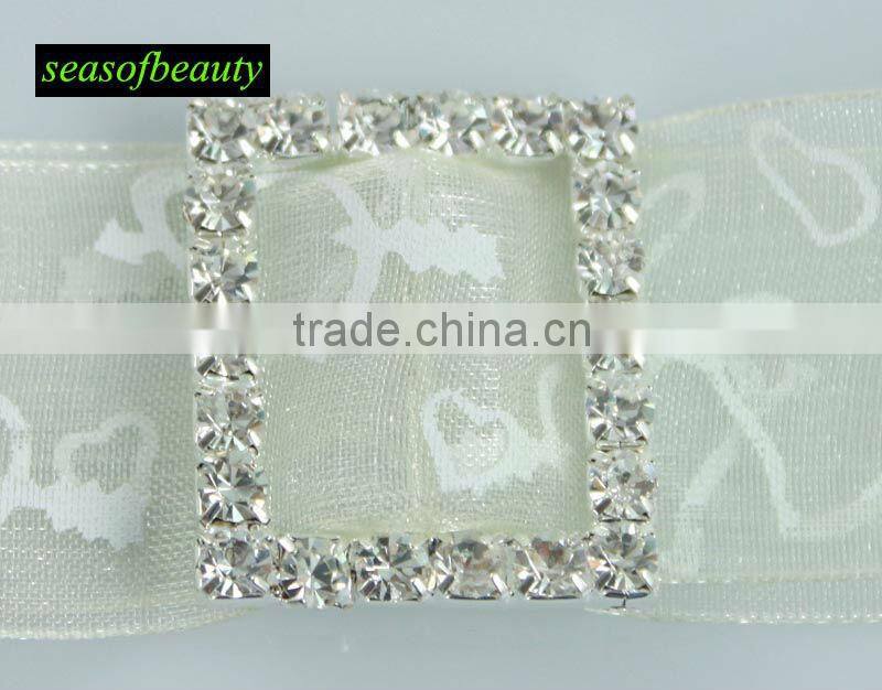 wholesale rectangle western rhinestone ribbon slider buckle