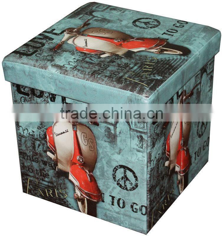 Bedroom furniture! Colorful printing folding storage ottoman