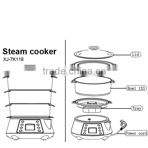 Electric home food steamer with CE,ROHS,ETL XJ-7K118