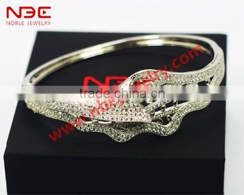 2015 wax mocro pave setting silver bangle,most popular silver bangle for girls and women