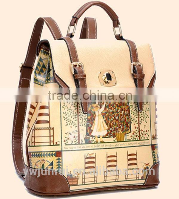 2015 New wholesale price lady fashion digital printing travel backpack
