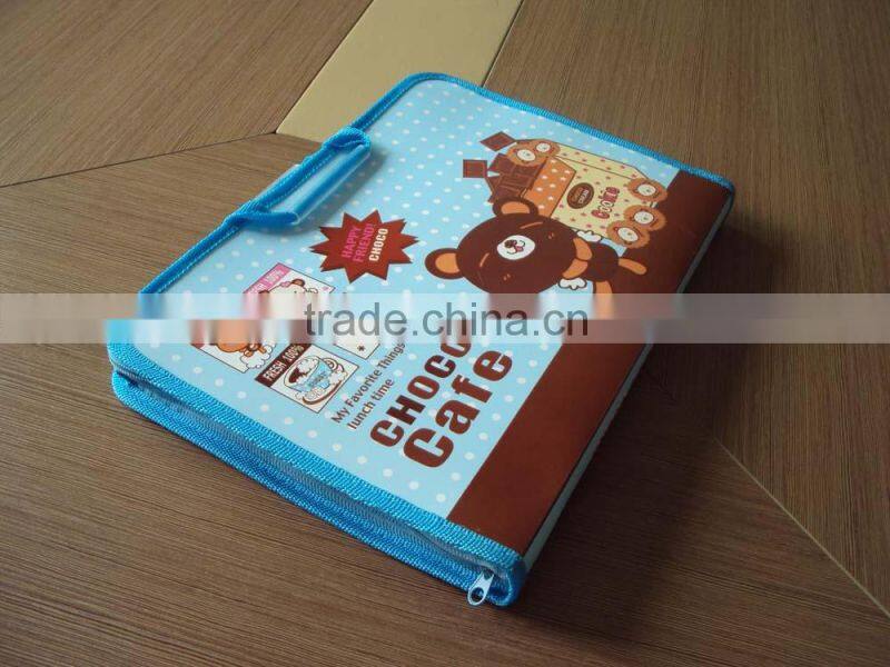 zipper bag,school design A4 zipper plastic bag