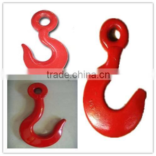 drop forged hardware alloy steel/carbon steel drop forged plastic-sprayed lifting hoist long neck shape hook