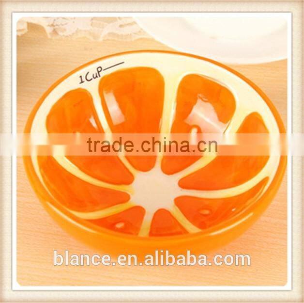 large ceramic soup bowl with fruit painting in fruit shape