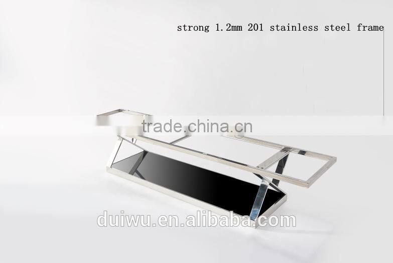 Modern home furniture silver 201 stainless steel mirror tv stand