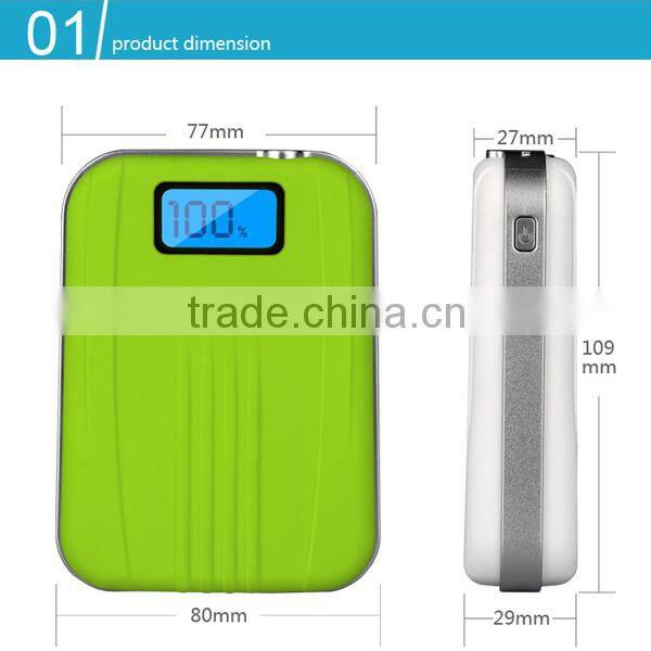 2016 best selling LED Light 10000mAh Rechargeable Battery Travel Power Bank