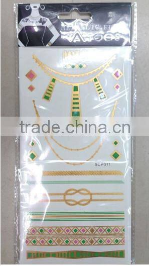 Necklace Metallic Gold and Silver Temporary Tattoo Stickers