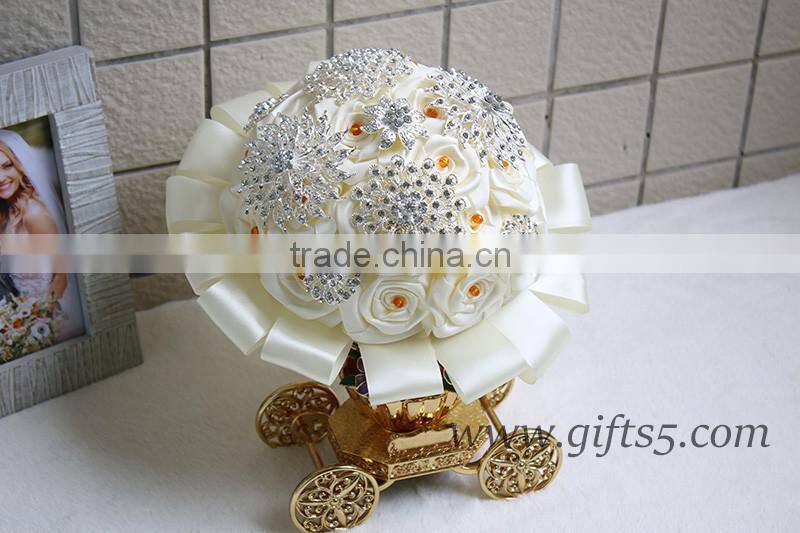 Luxurious White Satin Pearls Jewel Bouquet Bridal Bouquet Bridesmaid Bouquet