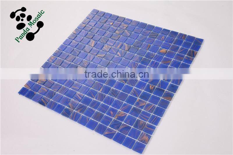 MB SMH01 Golden Line Blue Tile Design Cheap Mosaic Wall Tile Blue Mosaic Bathroom Tile China Glass Mosaic