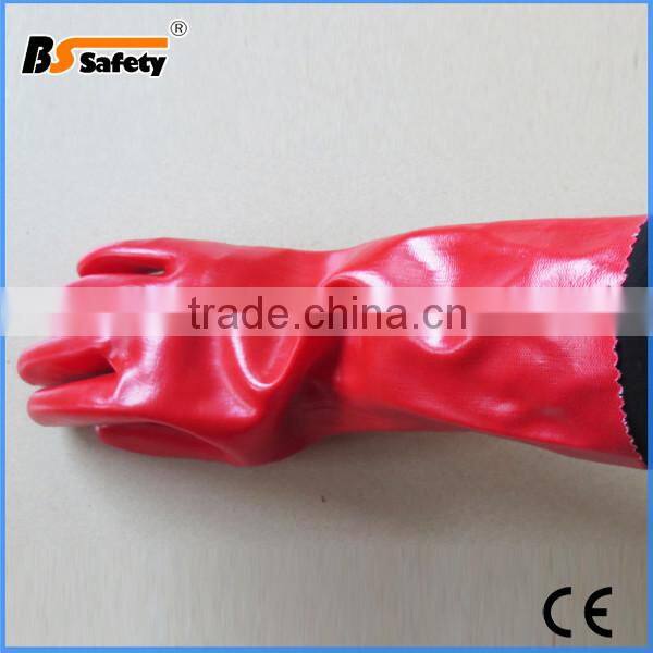 BSSAFETY oil resistant red pvc gloves from gaomi china