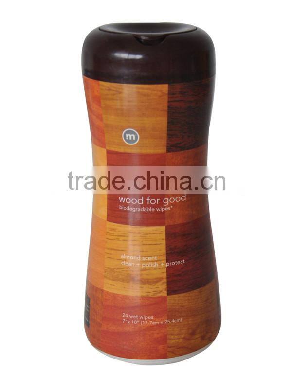 24CT Almond Scented Biodegradable Wood Wipes Canister Pack