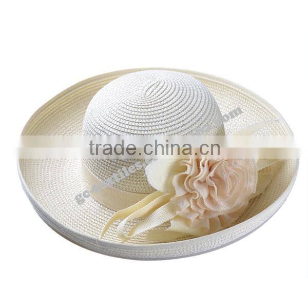 hot new products for 2014 Spring and summer Curling flower shade lady hate para straw hat and cap custom logo