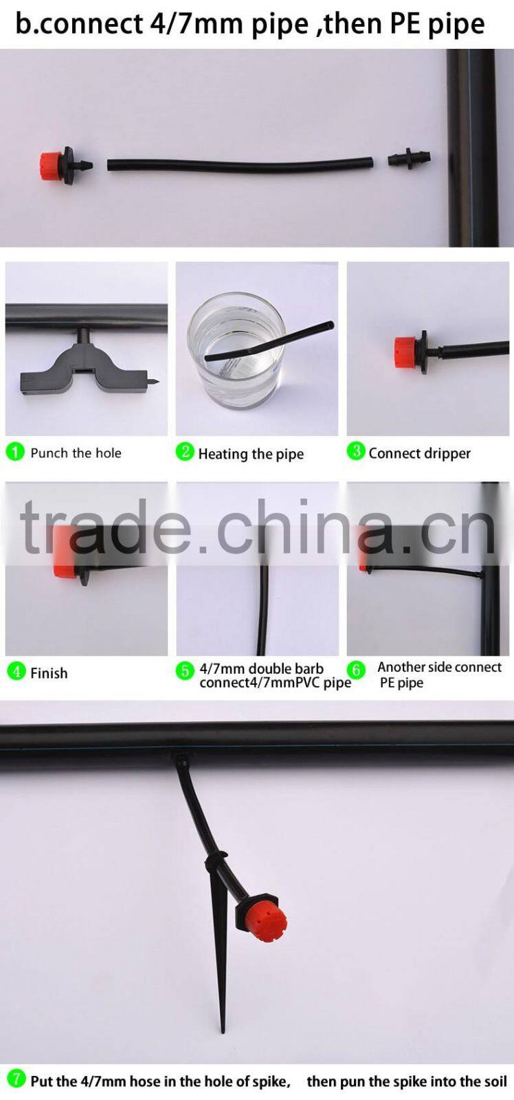 Drip irrigation system 8 small holes adjustable flow dripper