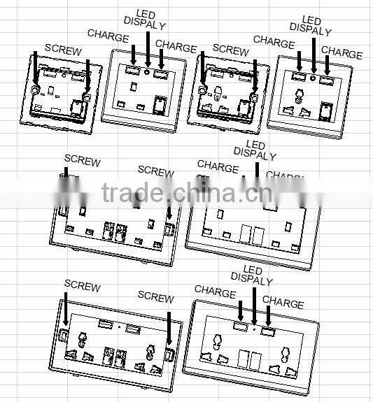 New design usb power plug socket with switch wall socket double