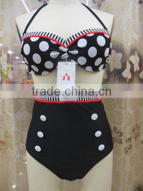 2015 new arrival retro high waisted bikini