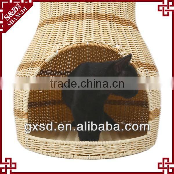 S&D China production good quality wicker rattan handmade durable cat , rabbit , tree cat , dog pet cat play house