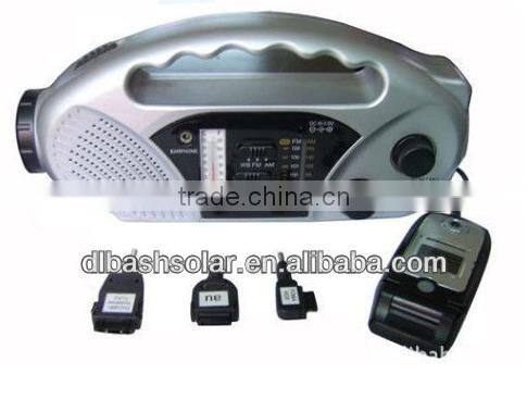 solar dynamo radio with LED torch and cell phone charger and thermometer