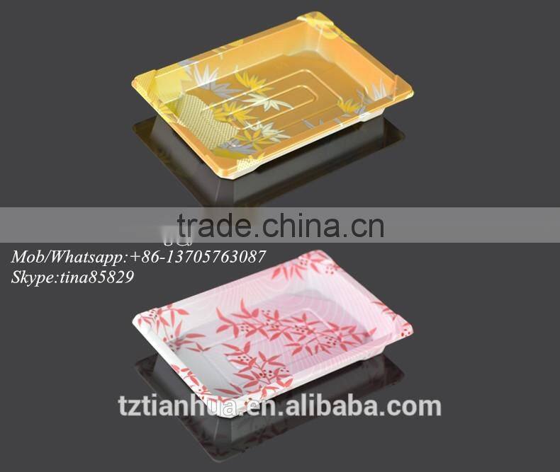 High Quality PS Disposable Plastic Sushi Container,Plastic Take Out Sushi Packaging,Japanese Sushi Box with Printed film