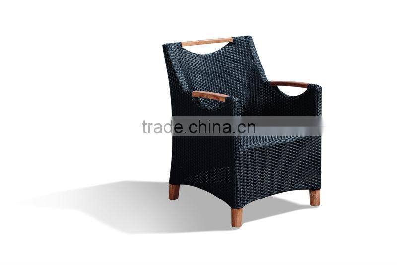 27002 outdoor garden furntiure luxury rattan dining table and chairs with teak wood set