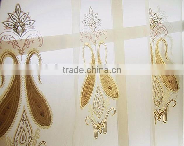 Luxury Embroidery Window Curtains/ Made in China Luxury Embroidered Hotel Curtains and Drapes with Backing Valance