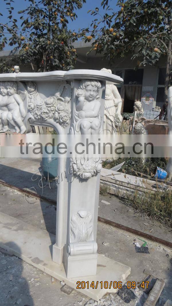 White Marble Fireplace Surround with Angel Statue
