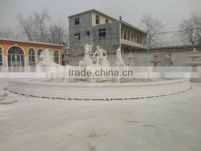 Large Outdoor Marble Water Fountain with Horse