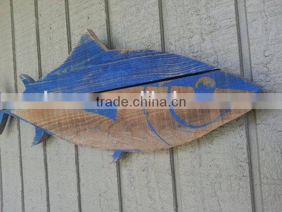rustic wooden shark wall art