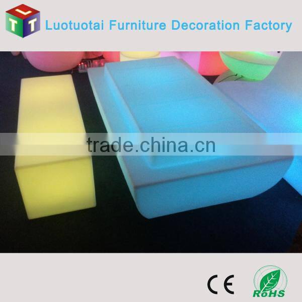 Manufacturer L120*W40*H40CM long stool PE chair with remote control 16 mix changeable colors