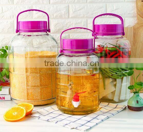 Super large glass jar 2L glass jar with plastic handle