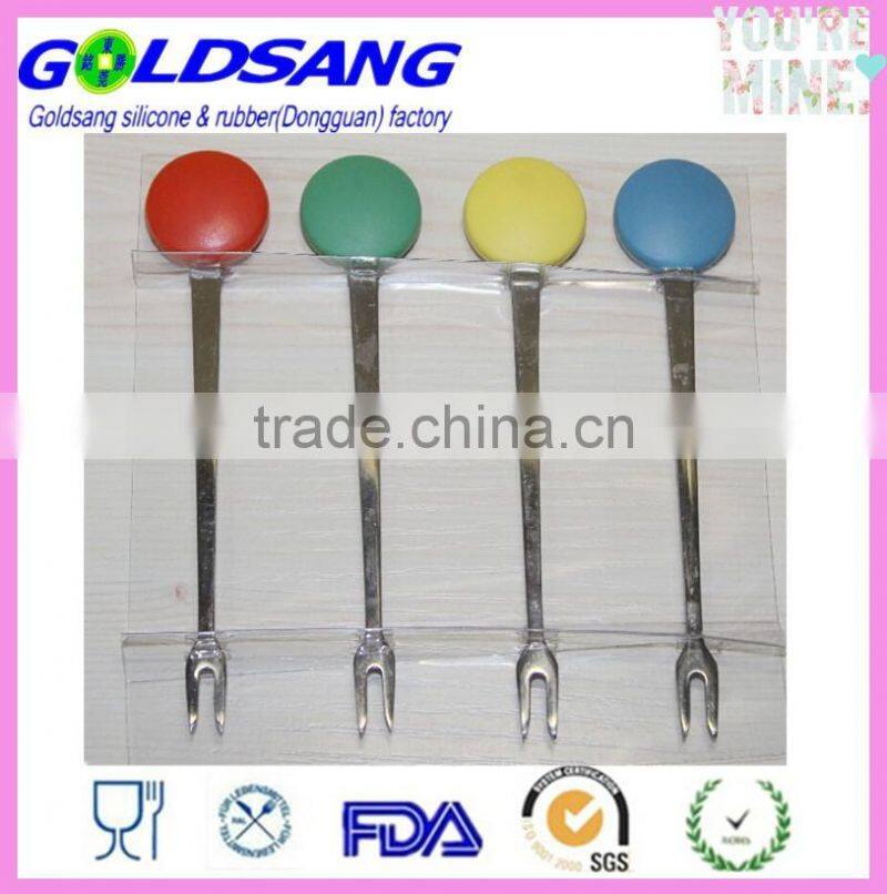 fruit fork set six loaded silicone handle animal shape stainless steel fork