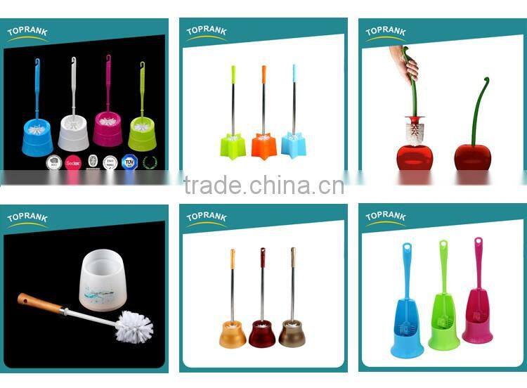 Toprank Japanese Hot Sale Mini V Shape Creative Novelty Corner Toilet Rim Brush Plastic Handle Curved Toilet Brush With Stand